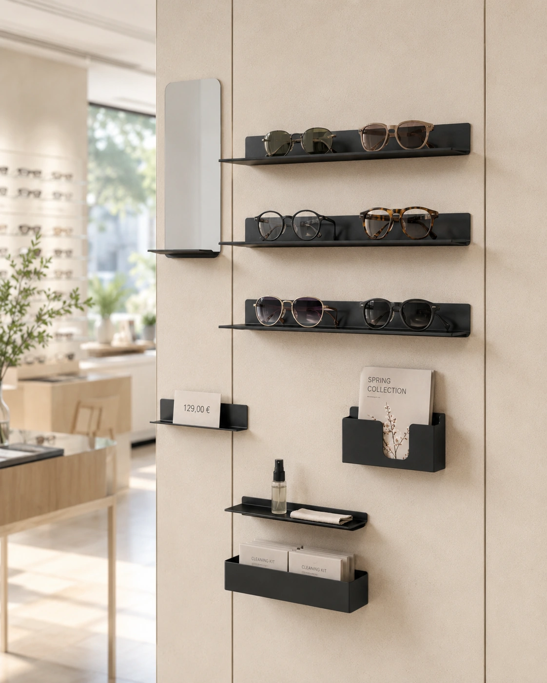 Sistema espositivo retail con accessori magnetici IconicWall