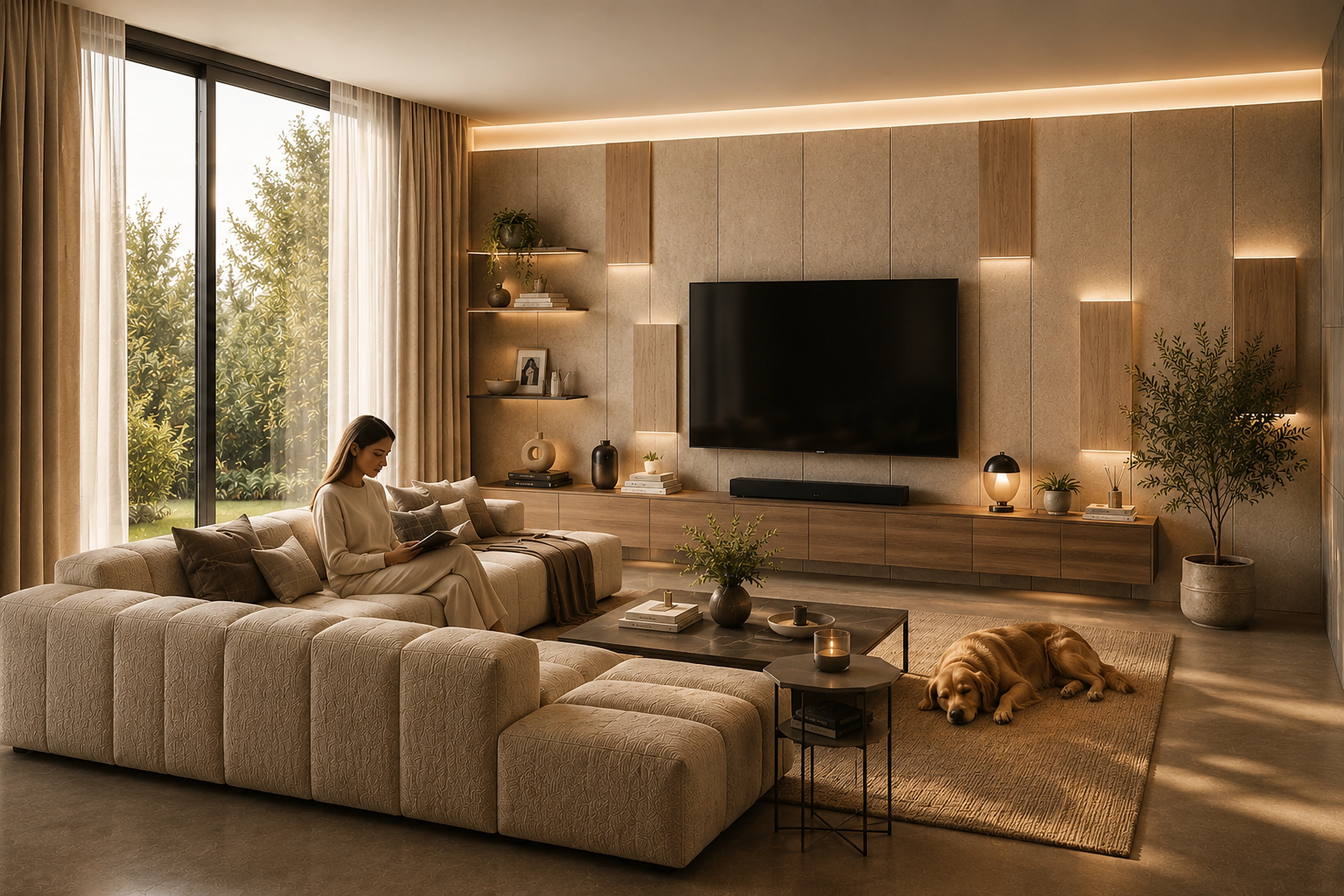 Grande ambiente IconicWall con sistema modulare integrato
