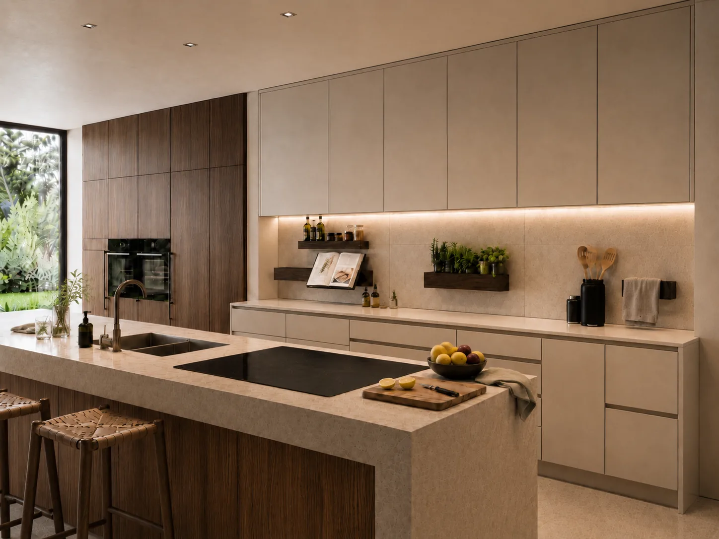 Cucina premium con parete IconicWall e superfici materiche